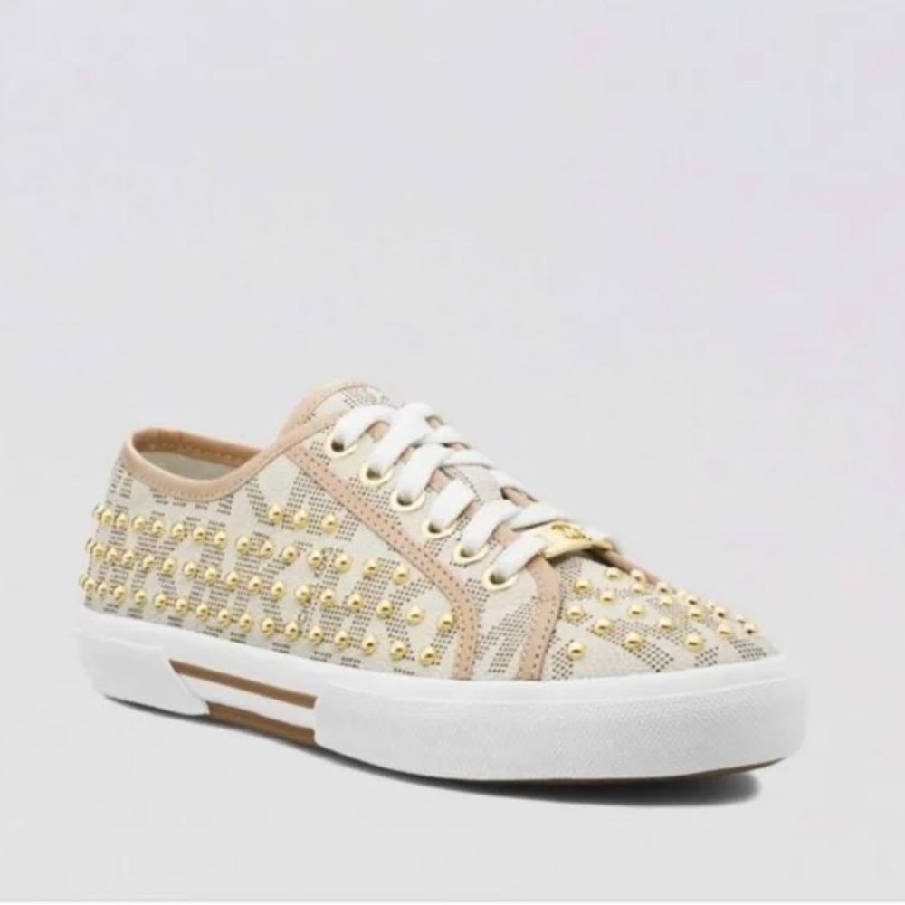 Studded Michael Kors Beige and Gold Women's Sneakers